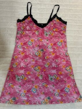 Pink Floral Lace-Trim Camisole Slip